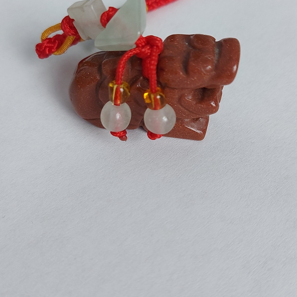 Sunstone Gemstone Chinese Purse Phone Charm Dragon - Picture 5 of 8
